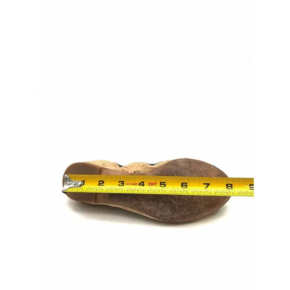 Tory Burch Size 6 Brown/Black Trim Cork Designer Flats